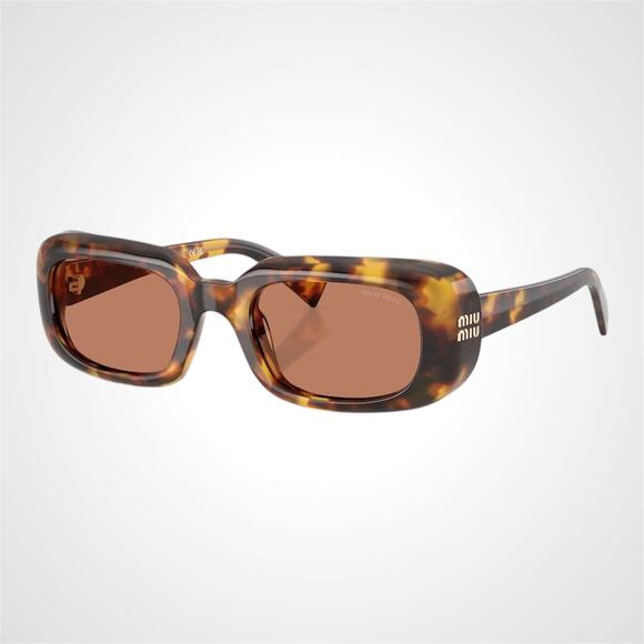 New MIU MIU Sunglasses Honey Havana Tortoise Brown Rectangle Reverie Womens